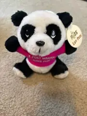 Vintage Russ Berrie Luv Pets Plush Black White Panda with Tag VTG