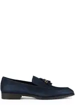 Santoni Gonzales Suede Loafers - Navy - 7 7