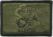 VELCRO® BRAND Fastener Morale HOOK PATCH State of Illinois OLIVE DRAB 3x2"