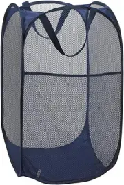 Larpur Popup Mesh Laundry Basket, Collapsible and Portable Large, Blue
