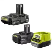 RYOBI 18V ONE+ BATTERY AND CHARGER COMBO KIT (2 Batteries and Fast Charger)