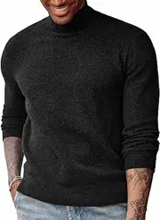 [Generic] Men's Mock Turtleneck Sweater Long Sleeve Undershirts Blend Pullover SweatersWarm Sweater Knitted Sweater