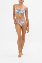 RUCHED CUP UNDERWIRE BIKINI TOP W TIE FRONT TILES DARLS