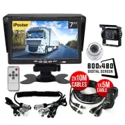 7" Monitor 2x Rear View Reversing Camera 2ch Suzy Coil Trailer Cable For Caravan