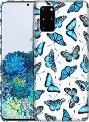 [SuzaCase] Back Case for Samsung Galaxy S20 Plus, Galaxy S20+ Case with Stylish Butterfly Blue Pattern Design Printed Cute, Sleek Durable Hard Protective Phone Case/Cover for Samsung S20 Plus