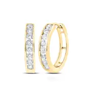 10k Yellow Gold Round Diamond Timeless Hoop Earrings 1 Cttw