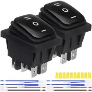 2Pcs Black Polarity Reverse Switch Waterproof Control 20A 12V DC 16A 250V/20A
