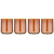 2x 2pc Tempa Verity Lowball Tumbler Drinking Glass Crystal Barware Set Amber