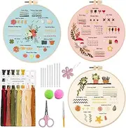 Xinghonyac 3-Piece Embroidery Kit for Adults & Kids, Beginner-Friendly, Includes Hoop, Needles, Thread, Scissors, & Instructions, 30 Different Stitches, Non-Foldable