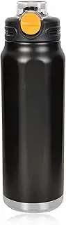 Longiang Stainless Steel Water Bottle 750 ml/950 ml, Leak-Proof Double-Walled Thermos Flask with Straw, BPA-Free, One Hand Opening, Secure Locking, Water Bottle for Fitness, Sports (Black, 950 ml)