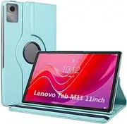 Reelau Rotating Case Compatible with Lenovo Tab M11 11-inch PU Leather Case for Lenovo Tab M11 11" Model TB330FU [2 Standing Way] [Auto Wake Up/Sleep] (Sky Blue)