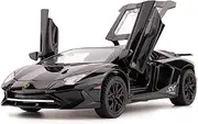 BDTCTK 1:32 Lambo LP750 Model Pull Back Car Toy car with Sound and Light for Kids Boy Girl, Metal Body, Door Opened, Black