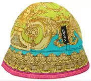 NWT Versace Barocco Goddess La Greca Logo Reversible Nylon Bucket Hat Sz 58 $750