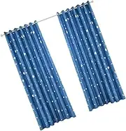 Amosfun 100x130cm Sky-Blue Heat Insulation Curtain Punching Design Fashion Silver Stars and Moon Pattern 1 Pc