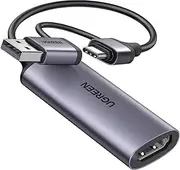 UGREEN Capture Card Full HD 1080P 60FPS HDMI to USB A/USB-C 4K Video Adapter for Streaming, Recording, Gaming, Compatible with Switch, PS4, PS5, Xbox, Work with PC/Windows/Mac OS