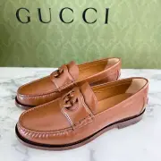 Gucci 738470 Mens Moccasin Leather Millennial Ribot GG Loafers Sz Gucci 6