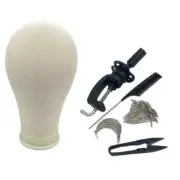Canvas Block Head Kit Training Mannequin Wig Head Display Styling Head Wig Stand