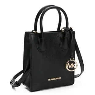 【Michael Kors】MERCER 迷你金標LOGO荔枝皮琴譜包斜背包 黑色(mk 黑色 斜背包 女包 女包包)