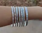 Flower & Fish Beautiful Designer Set Off 7 925 Sterling Silver Bangles SV59