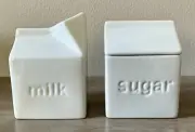 BIA Int'l Cordon Bleu MILK CARTON CREAMER & SUGAR BOWL 4" Tall X 2.75" Wide NWT