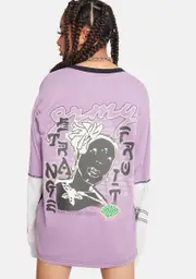 [GRIMEY] Long Sleeve Patchwork Graphic Tee