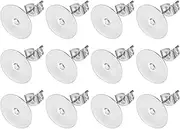 uxcell 100Pcs Stud Earring Posts, 10mm Stainless Steel Flat Pad Ear Pin with Butterfly Earring Backs for Jewelry DIY Making Findings, Silver