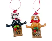 bulk 24 Xmas Signs I Love My Cat / Dog Hanging 2 Assorted 11x8cm
