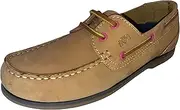 [Miss Shoes] Women's Catesby Nubuck Leather Lace Up Boat Style Deck Shoes, Tan, 7 US
