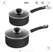 Utopia Kitchen Nonstick Saucepan Set - 1 Quart and 2 Sauce Grey-Black