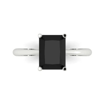 2.5Ct Radiant Cut Natural Onyx Solid 14K/18K Gold Solitaire Engagement Ring