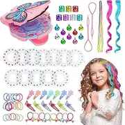 Girls' Hair Bedazzler Kit DIY Hair Accessories Set, 180 Diamonds + 65 Hair Accessories, 78 Pieces Glitter Hair Gemstone Styler Compatible Hair Glitter Rhinestones Sparkling Hairstyles, Hair Diamonds