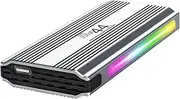 The44 - USB Type C, RGB M.2 Enclosure Aluminum M2 SSD Case USB Type-C 3.1 10Gbps Solid State Dual Protocol Hard Drive Box with RGB LED