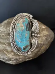 Blue Kingman Turquoise Sterling Silver Ring Size 10.5 00124
