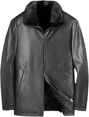 [HEYDHSDC] Real Leather Goat Skin Mens Jacket Mink Liner Coats Lapel Jackets Fashion Turn-Down Collar Coat