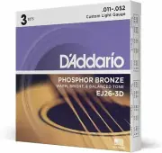 D'Addario EJ26-3D Acoustic Guitar Strings 3 sets EJ26 Phosphor Bronze 11-52