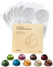 Aluminum Foil Lids to Reuse Coffee Pods Compatible with Nespresso Vertuo Line 10