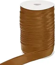 uxcell Double Fold Bias Tape, 1 Inch x 55 Yard Continuous Bulk Bias Tape Satin Fabric for Sewing Quilting Seaming Hemming Piping Binding Apparel Crafts, Light Coffee