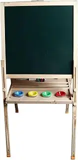 Art Easel for Kids,Double Sided Art Easel,Kid's Art Easel with Double Sided Magnetic Board, Wooden Whiteboard and Chalkboard Erasable Magnetic Double Sided Drawing Board for Child