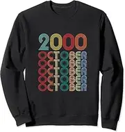 [X.Style] Vintage October 2000 Retro Birthday 22nd Birthday Decoration Sweatshirt ds2087 Sweatshirt (2XL) Black