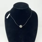 NWT Ann King Sterling Ball Leather Cord Necklace Modernist Black Silver