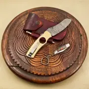Handmade Damascus steel cigar cutter knife with brass handle, Ships from USA