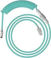 HyperX Coiled Cable - Durable Coiled Cable, Stylish Design, 5-Pin Aviator Connector, USB-C to USB-A - Light Green/White