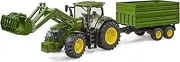[bruder] 03155 John Deere 7R 350 with Front Loader and Tandem Transport 1:16 Scale Bulldog Tractor Agriculture Farm Trailer Dumper Bworld Toy, Multicoloured