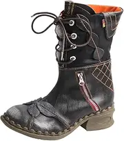 [TMA EYES] Women's Winter Fashion Novelty Side Zipper Calf Boots