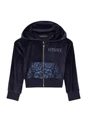 Versace Kids Logo Hooded Velour Sweatshirt (4-6 Years) - Navy - 06YR (6 Years) 06YR (6 years)
