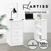 120cm length computer Desk Compact and practical 3-tier open shelves White