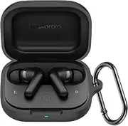 USTIYA Case for Motorola Moto Buds/Buds+ Case Silicone Protective Silicone Cover with Keychain (Black)