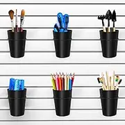 6 Sets Slatwall Cups with Loops Slatwall Accessories Set Slat Wall Hook Tools Storage Arrange System Kit for Garage Craft Workshop Workbench Hobby Office (6, Black)