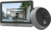 EZVIZ Wi-Fi Video Peephole Doorbell Camera, 1080P Doorviewer with 4.3 inch touchable Color Screen, 90 Days Rechargeable Battery, Human Detection, 2-Way Call, Night Vision, Cloud/256G SD Storage CP4