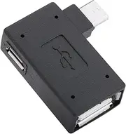 USB 2.0 Female Male Micro OTG Adapter Power Supply Port 90 Degree Left Right Angled Host Connector Black 2pcs 3cm